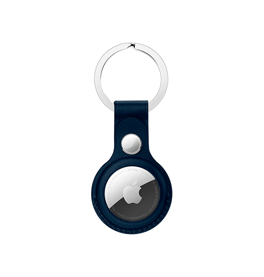 Se AirTag | Retro Diary&trade; Ægte Læder Keychain / Nøglering - Navy hos DeluxeCovers