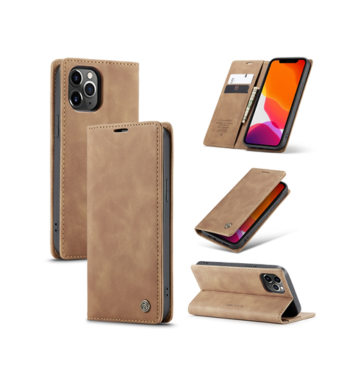 Billede af iPhone 12 Pro Max - CaseMe&trade; Noble Læder Etui / Pung - Brun