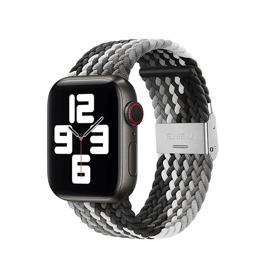 Billede af Apple Watch (38/40/SE/41mm) - Deluxe&trade; Woven Flettet Loop Rem - Sort/Grå