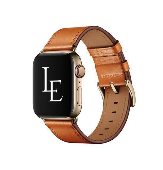 Billede af Apple Watch (42/44/SE/45mm & Ultra) - L'Empiri&trade; Verona Ægte Læder Rem - Cognac