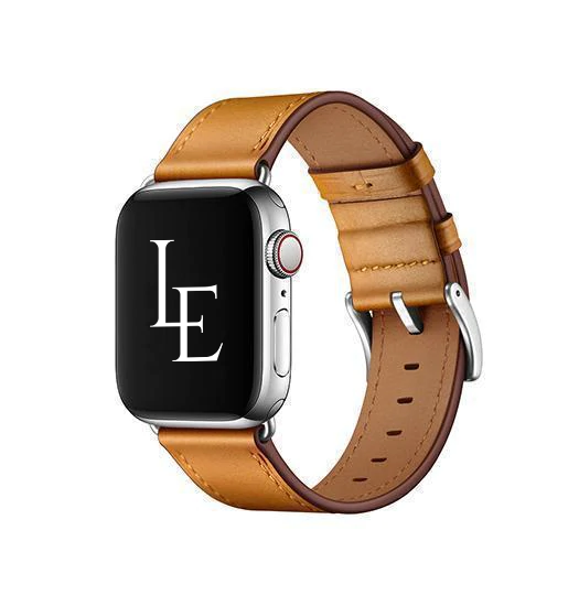 Billede af Apple Watch (42/44/SE/45mm & Ultra) - L'Empiri&trade; Verona Ægte Læder Rem - Hellbraun