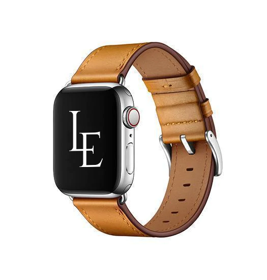 Se Apple Watch (38/40/SE/41mm) - L'Empiri&trade; Verona Ægte Læder Rem - Hellbraun hos DeluxeCovers