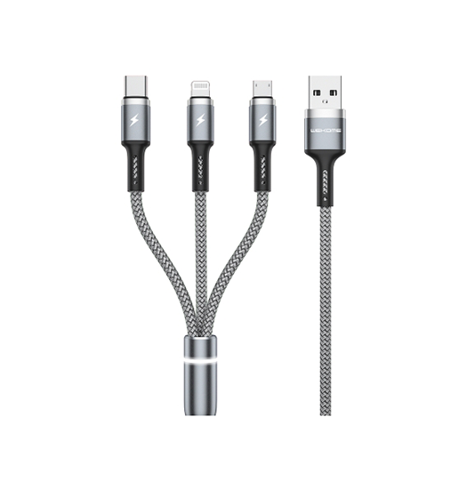 Billede af WEKOME&trade; | 3-i-1 USB-A til Lightning / USB-C / MicroUSB - 2M