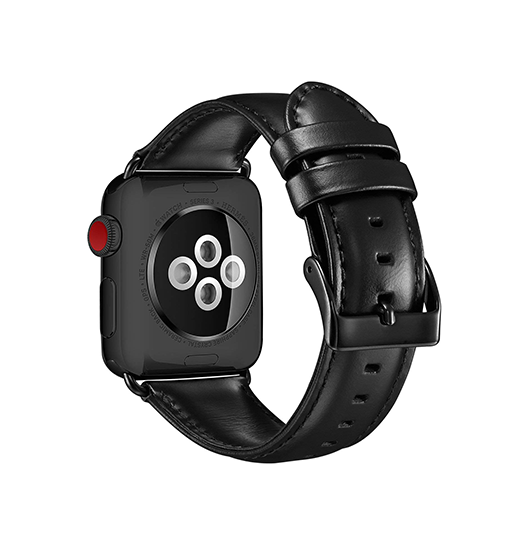 Billede af Apple Watch (38/40/SE/41mm) - ICECASE&trade; Retro Ægte Læder Urrem - Sort