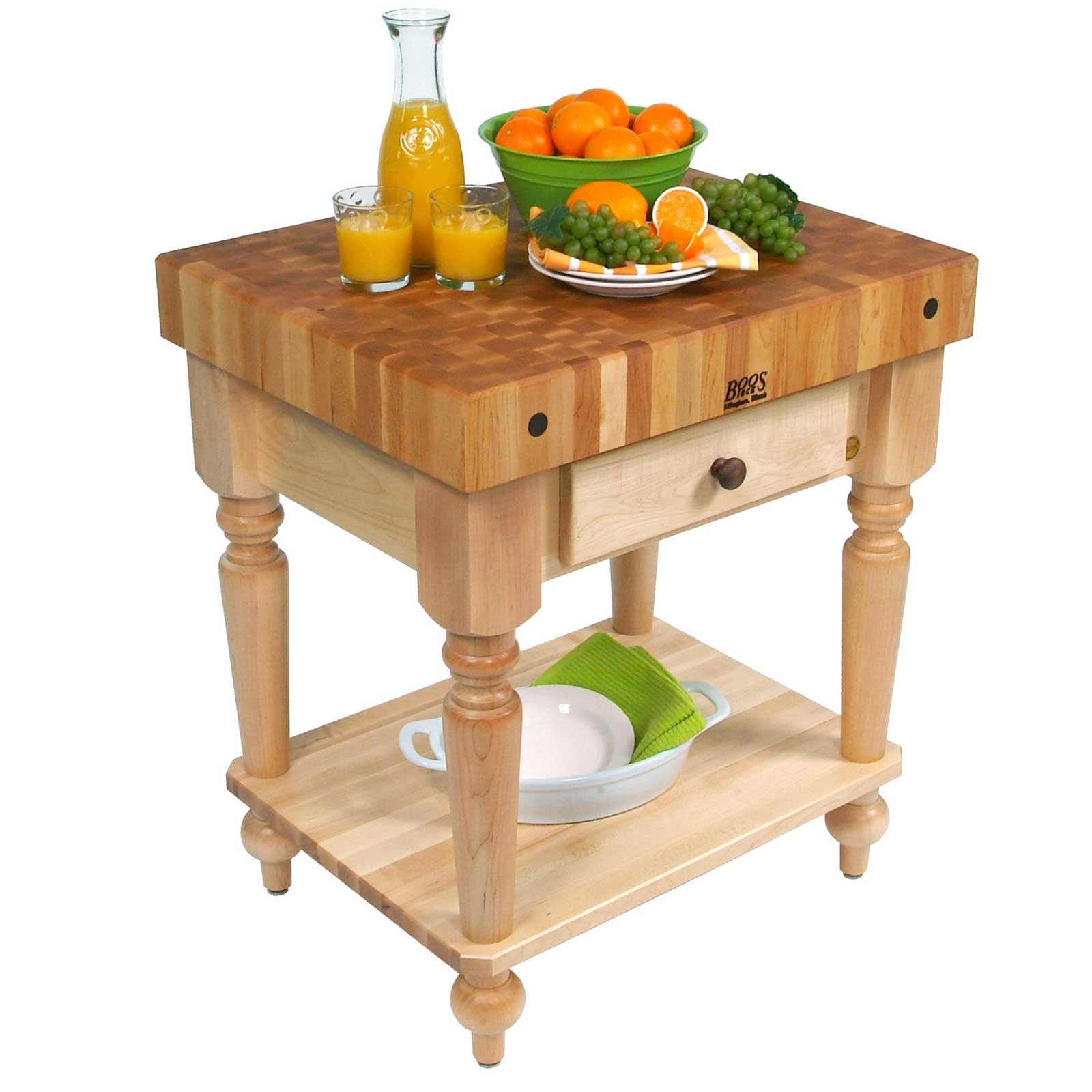 John Boos Harvest Table, Natural Maple, 60 x 30 x 4