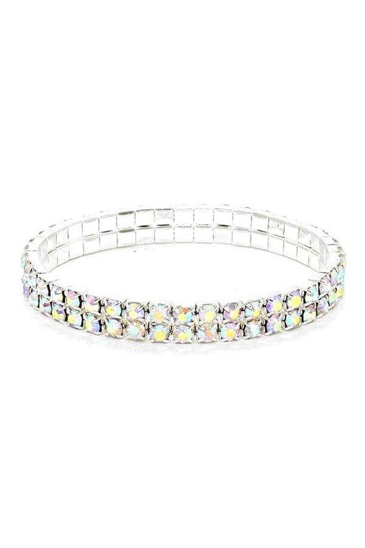 2 Row Strand Line Stretch Rhinestone Bracelet (5 colors)