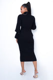 Black Smocked Neck Midi Dress - S&E Retail Expo