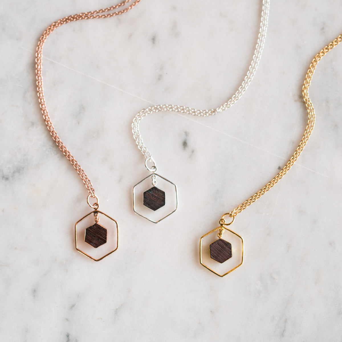 double hexagon necklace