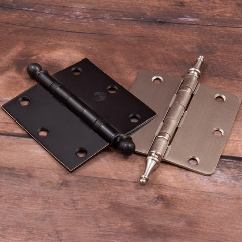 3-1/2" Ball-Bearing Hinges with Decorative Hinge Pin Caps