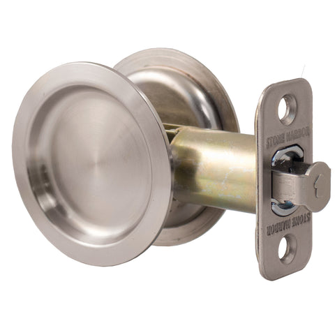 Round Passage Pocket Door Lock Satin Nickel