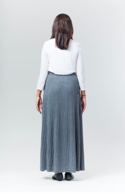 grey ribbed maxi skirt