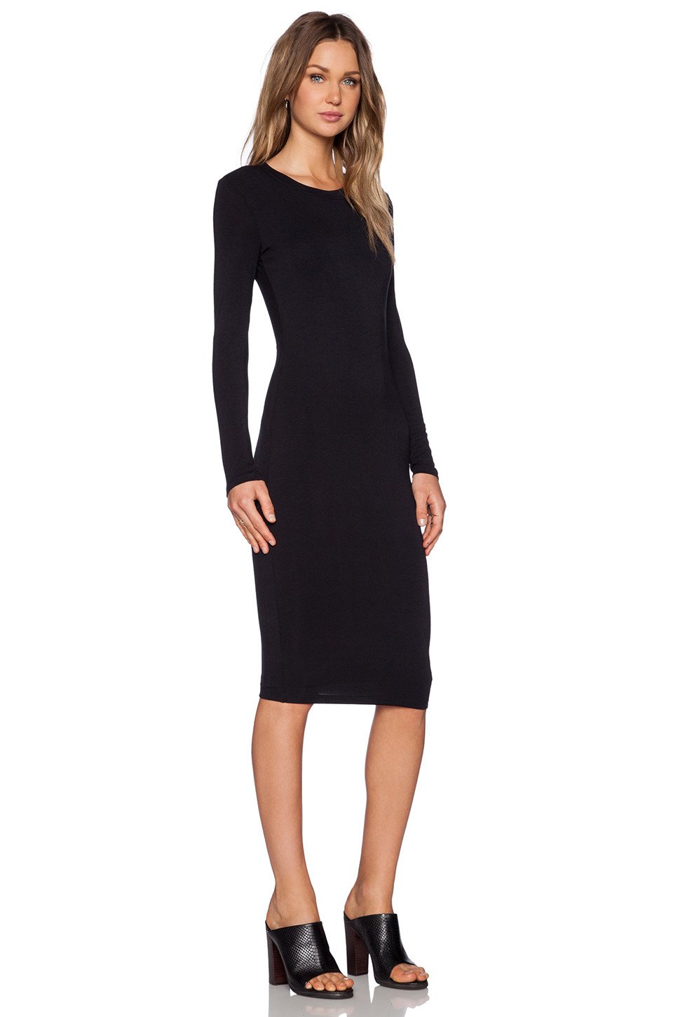 Long Sleeve Midi Dress -Black – Reina Valentina