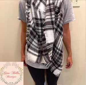 black and white blanket scarf