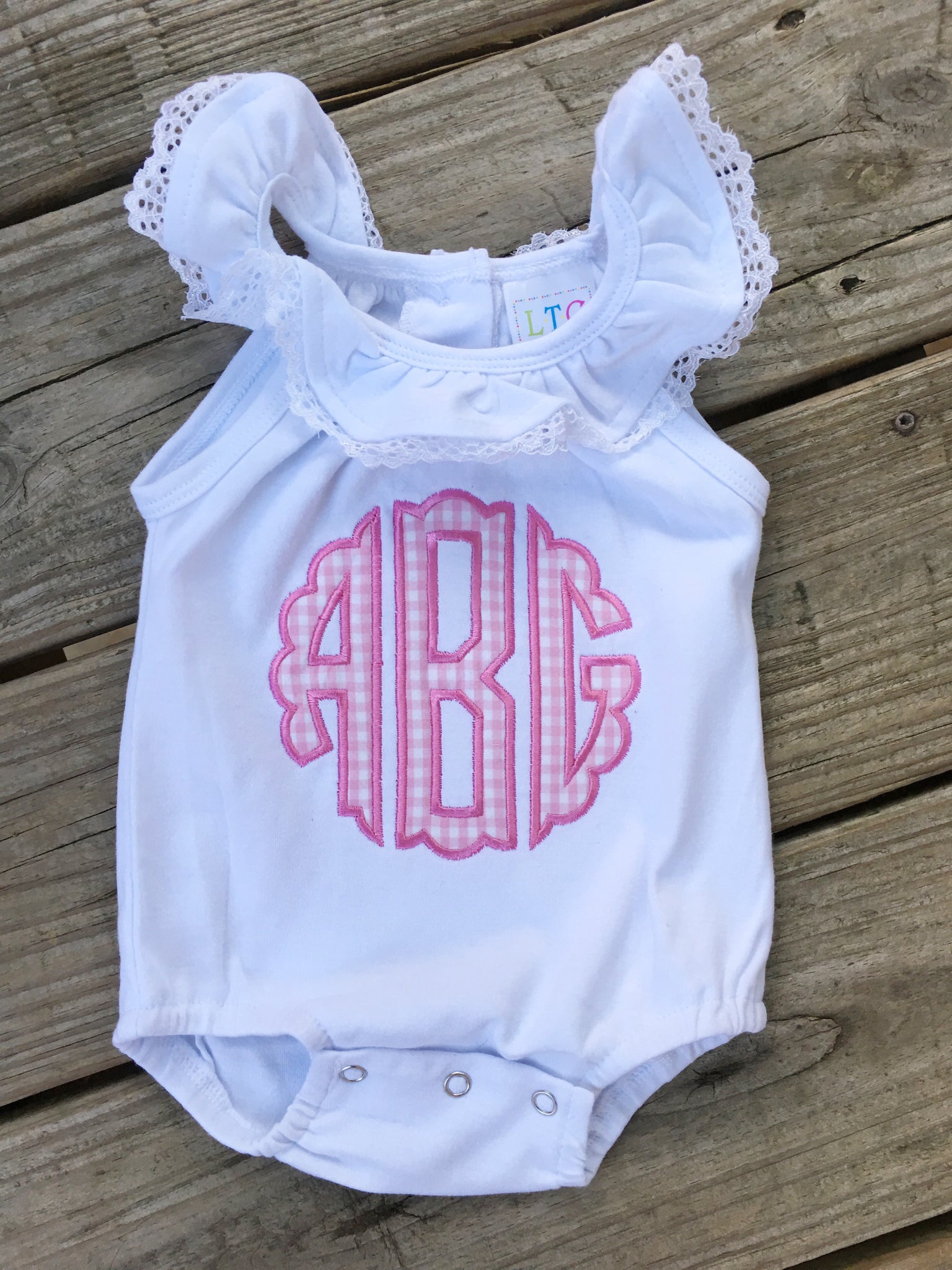 monogrammed bubble romper