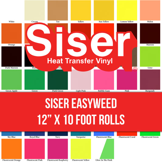 Siser EasyWeed 12 x 5ft Heat-Transfer Vinyl Roll Including Hard Yellow Detailer Squeegee (White)