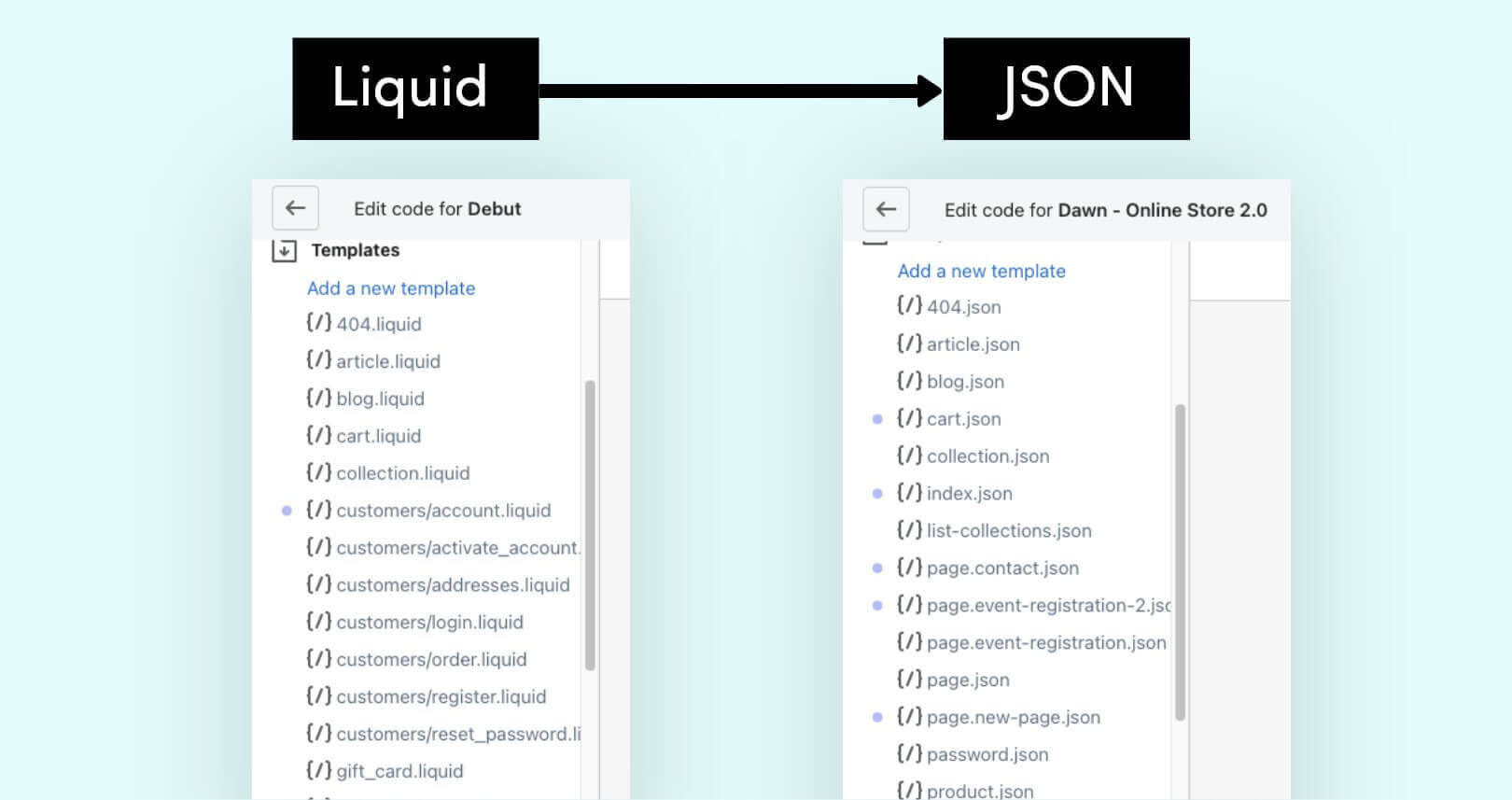 Shopify Online Store 2.0 - JSON format
