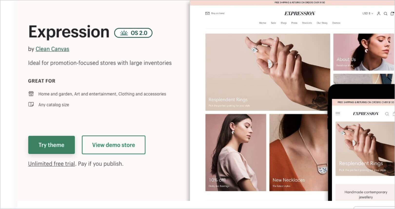 Shopify Online Store 2.0 Expression Theme 