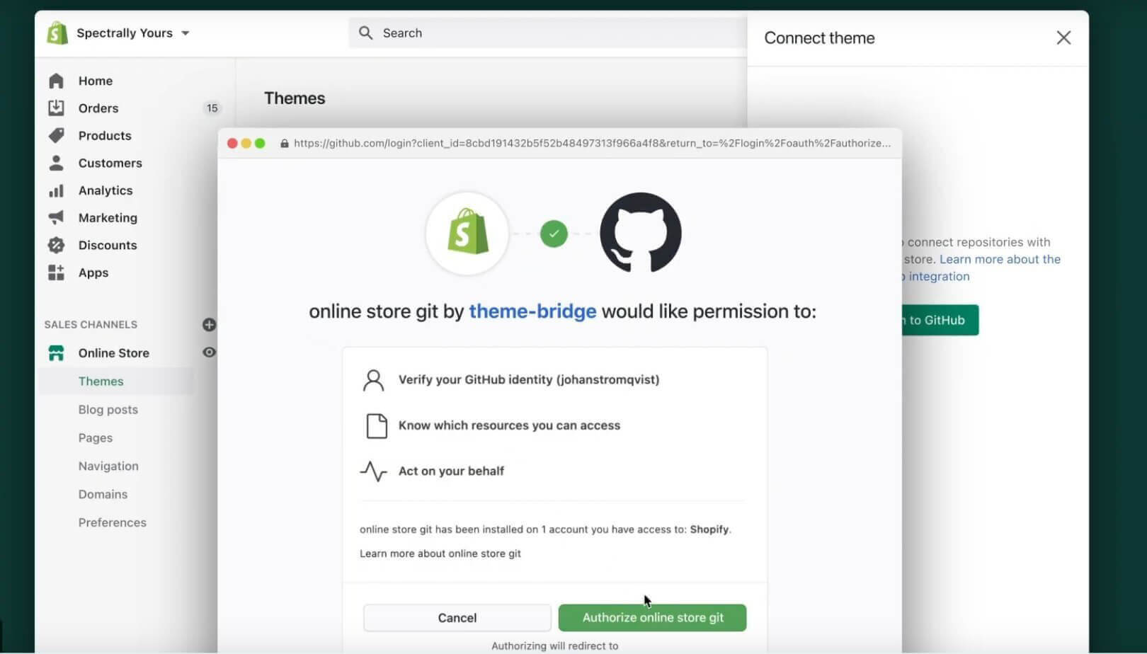 Shopify Online Store 2.0 - GitHub integration
