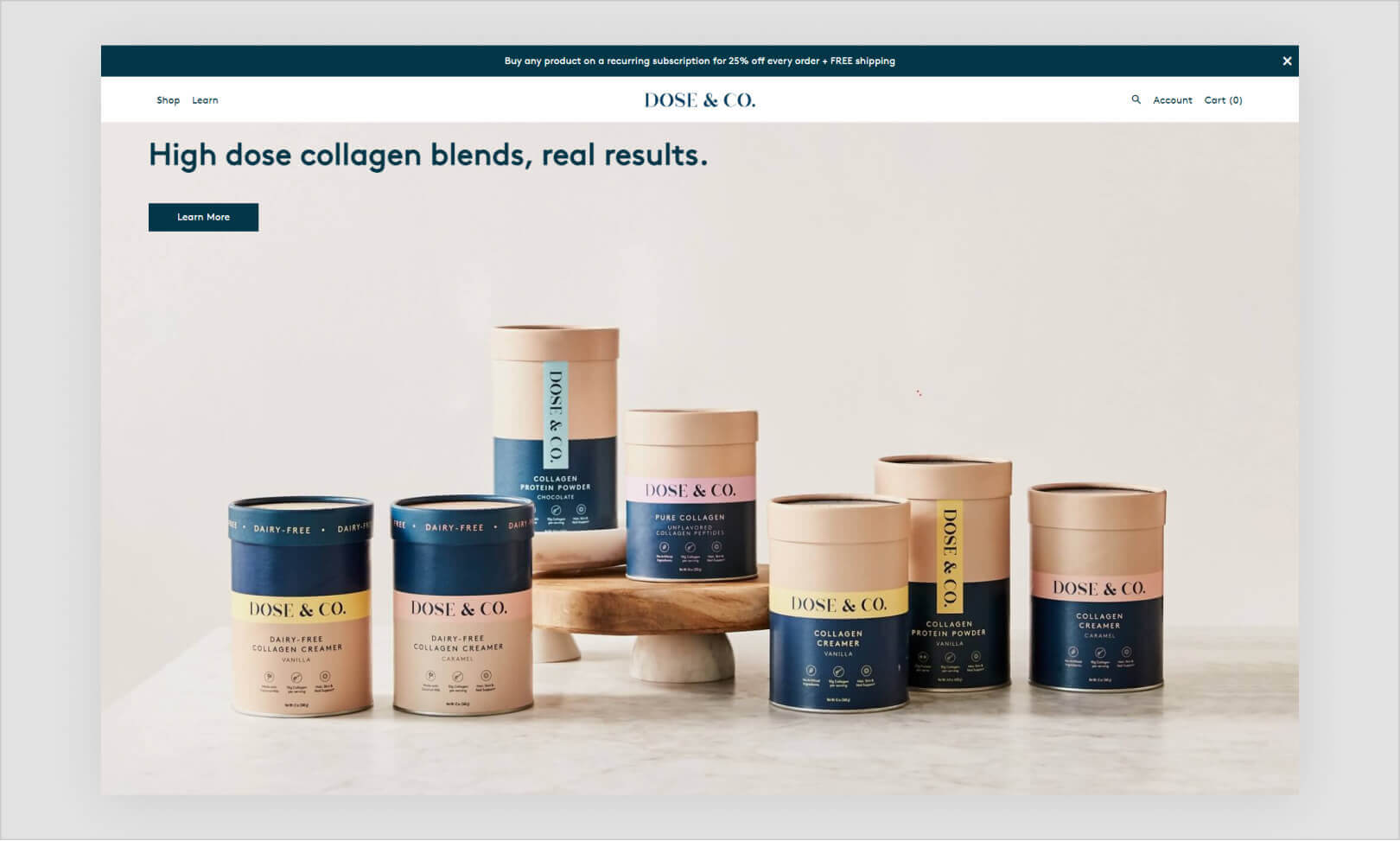 Health and Wellness Shopify store example - Dose & Co.