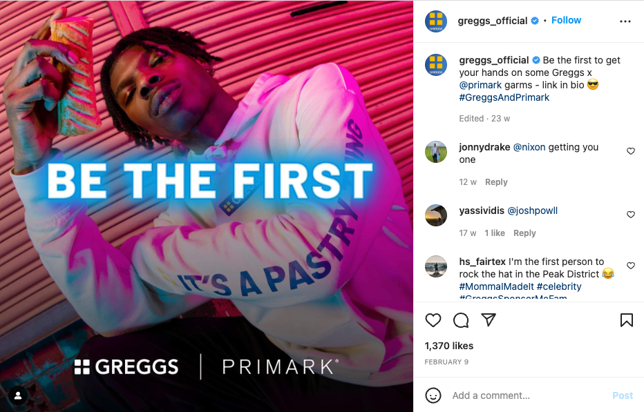 Collaborazione tra Greggs e Primark