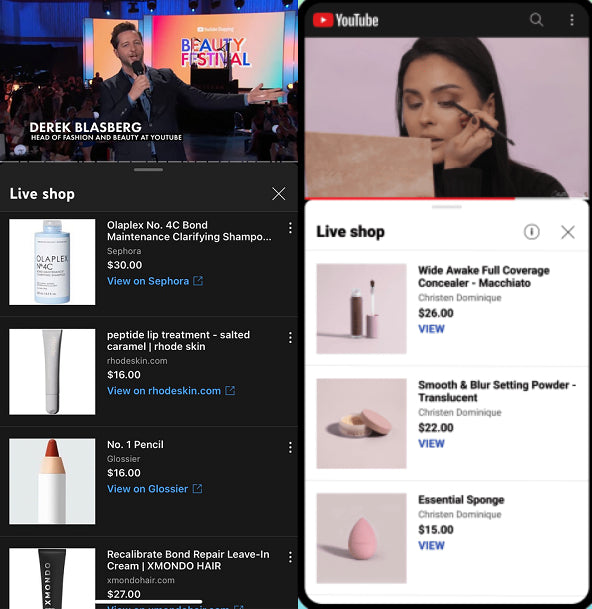 Apparence des produits de la boutique Shopify sur YouTube