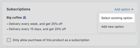 Shopify subscription API