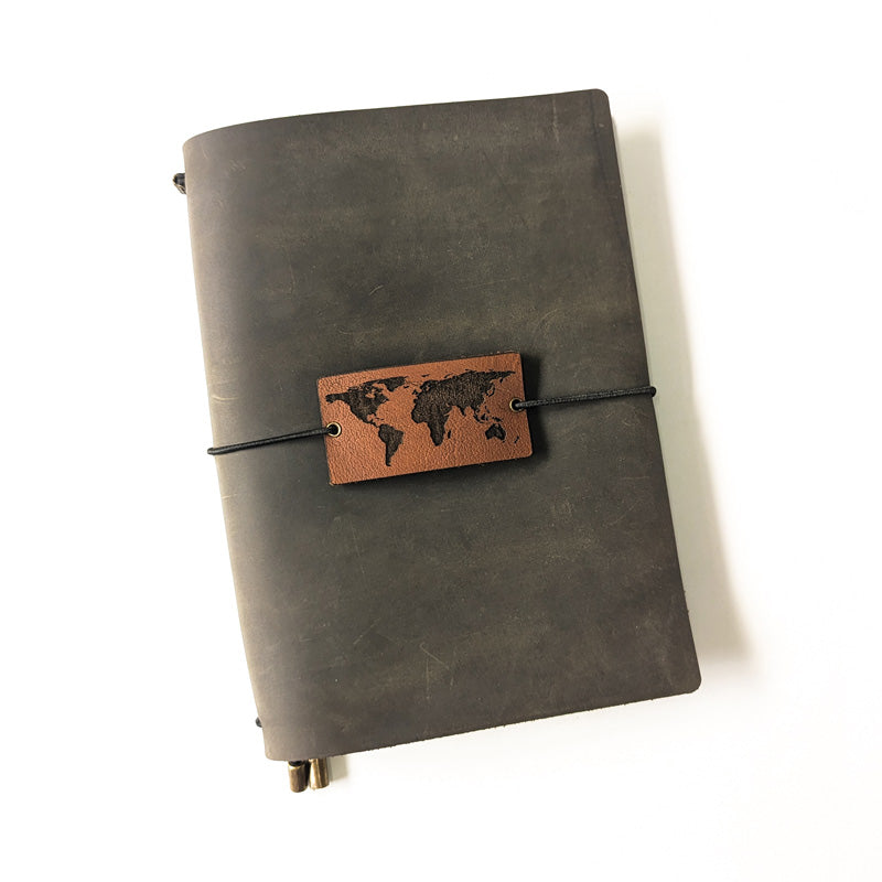 World Travel Journal, Vintage Chestnut Leather Journal
