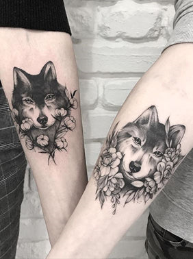 Shoulder New School Flower Wolf Tattoo by Solid Heart Tattoo