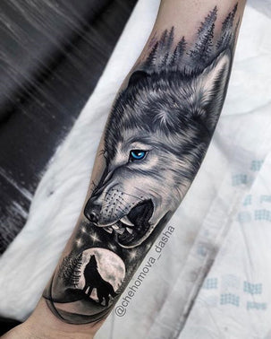 Blue Wolf tattoo  Fearsome Wolf Tattoo Poster for Sale by Rocketman2017   Redbubble