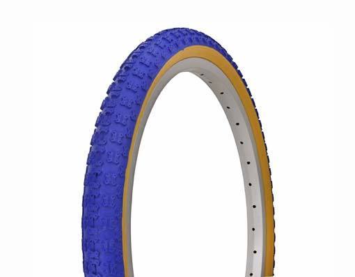 NEW 20X1.75 BICYCLE TIRES BLUE WITH GUMWALL PAIR OF 2 TIRES WITH TUBES AND RIMST 