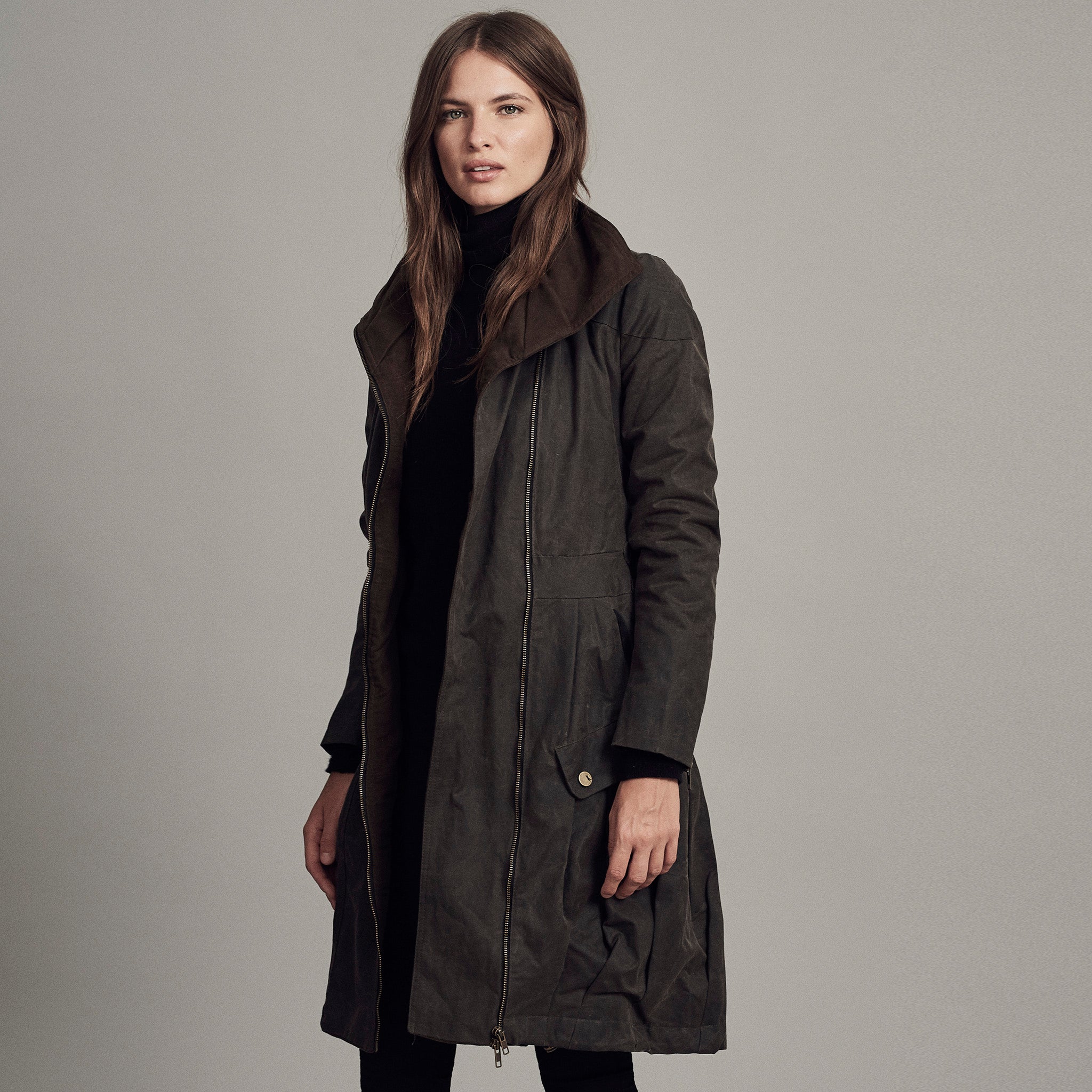 waxed cotton coat women's