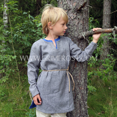 Medieval Braided Tunic Ailrik for Children, short-sleeved, blue, Children's  clothing, Kids, Viking