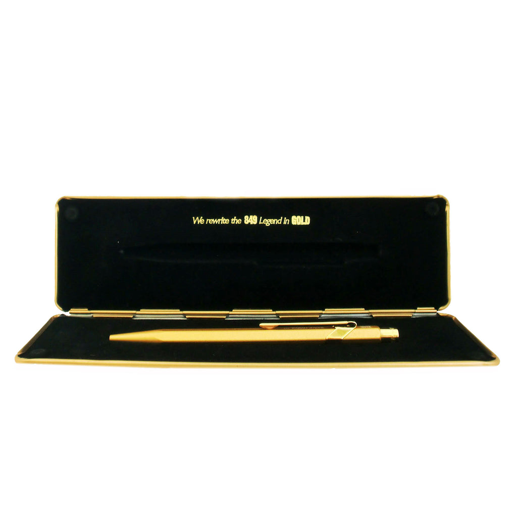 Caran D'Ache Gold Bar Metal Ballpoint Pen 849 All Gold Pen + All Gold ...