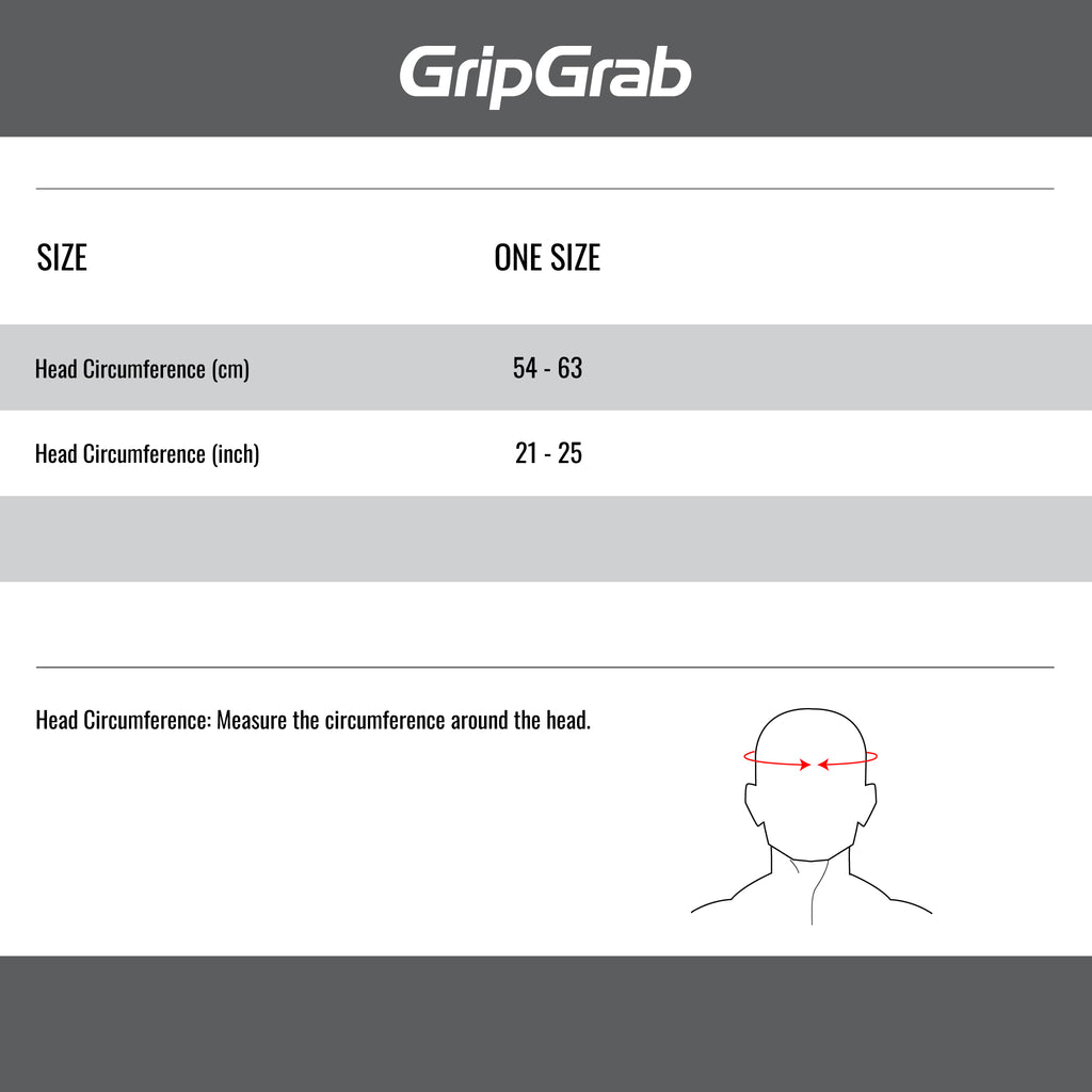 GripGrab Size Guide Unisex Headwear One Size.