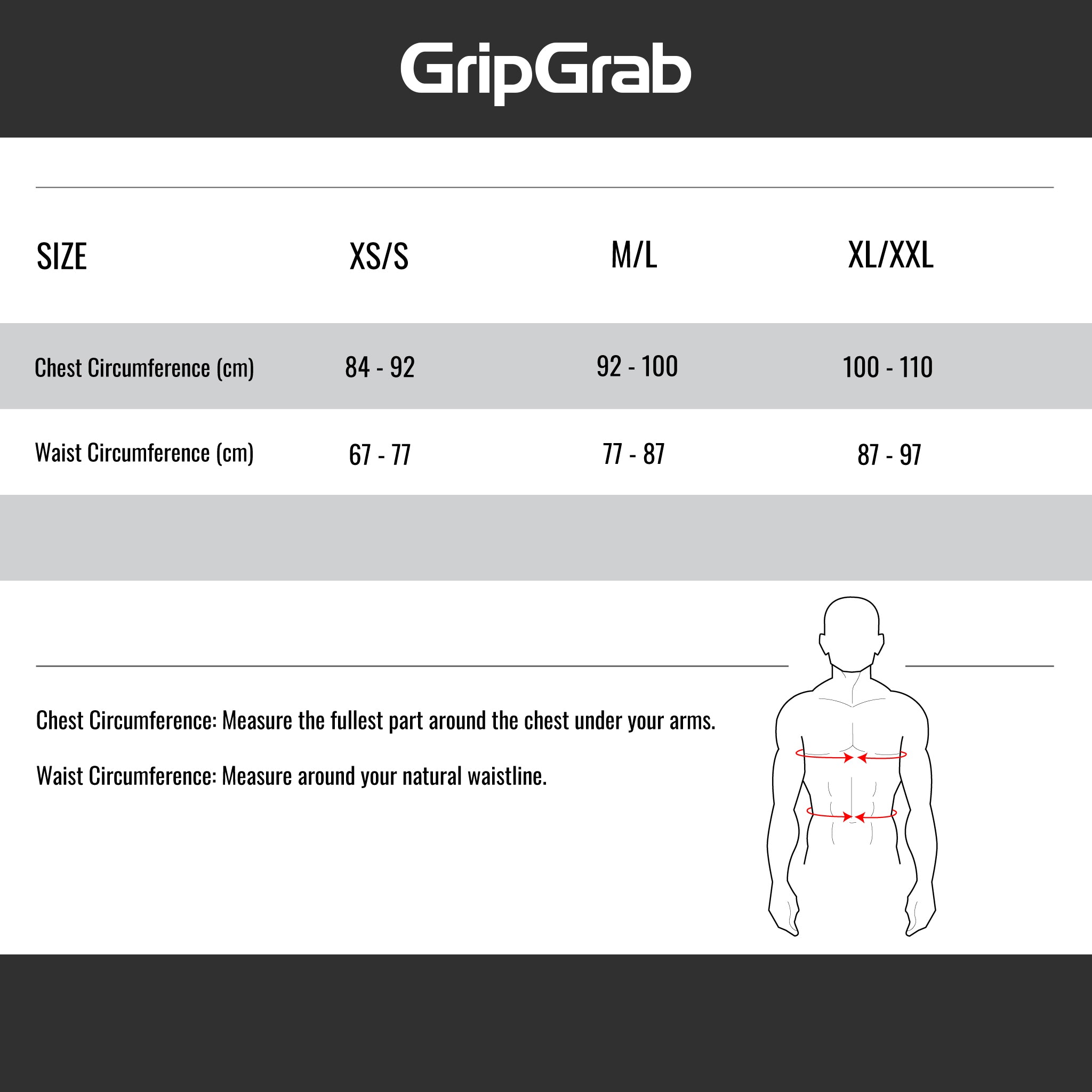 Size Guide Unisex Shirts XS/S - M/L - XL/XXL – GripGrab