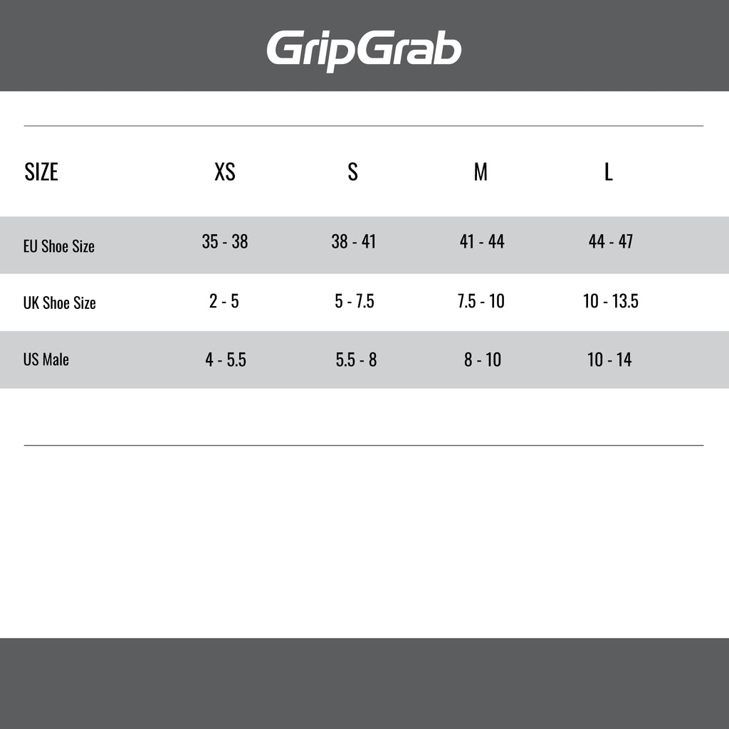 GripGrab Size Guide Unisex Socks XS - L.