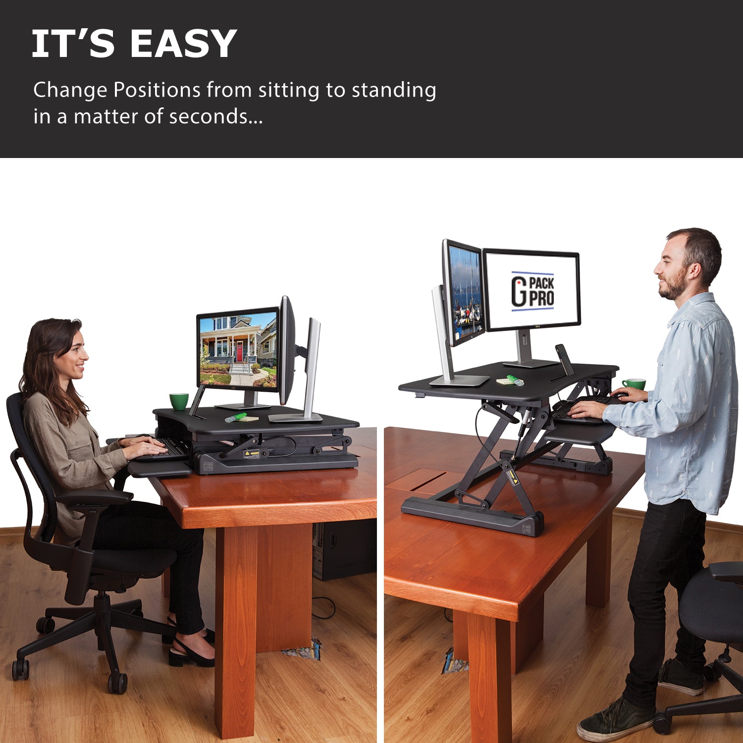 G Pack Pro 70 Desktop Standing Desk Converter Sit To Stand Work