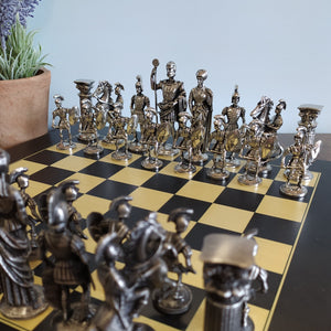 17" Medieval Fantasy Chess Game Set w/ 3D Castle Platform Metal Pewter  3" King