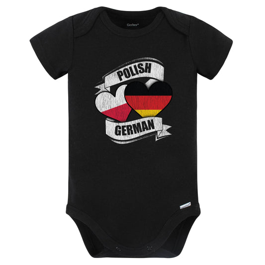 Polish Italian Hearts Poland Italy Flags Baby Bodysuit (Black