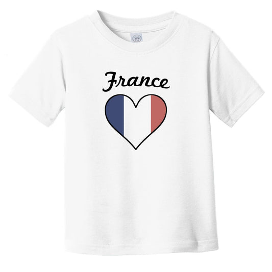 I Love France French Flag Heart Infant Toddler T-Shirt