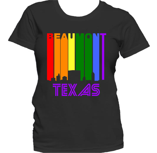 Beaumont Texas LGBTQ Gay Pride Rainbow Skyline Women s T Shirt