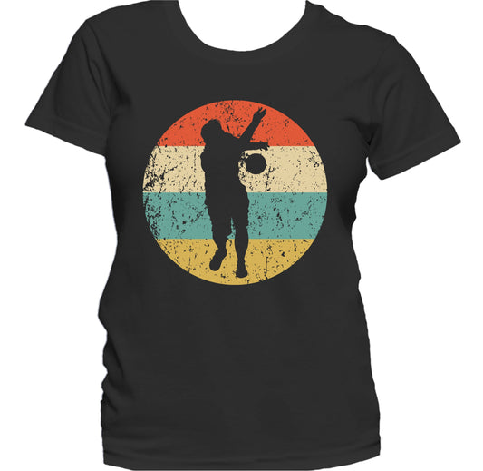 Man Playing Bocce Ball Silhouette Retro Bocce Women s T Shirt