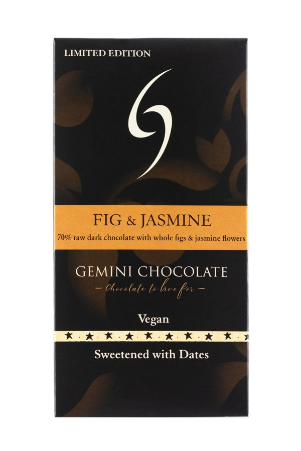 Picture of Gemini Chocolate 70% Dark Chocolate Bar with Figs and Jasmine Flowers 85g