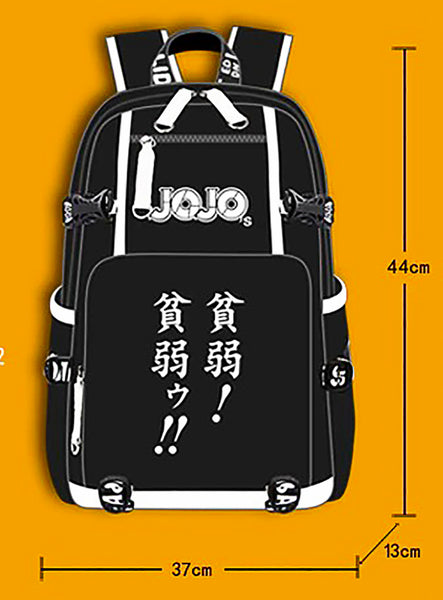 Jojo Backpack Bizarre Adventur USB Port Backpack Shoulder Book Bag Rucksack Cosplay B74