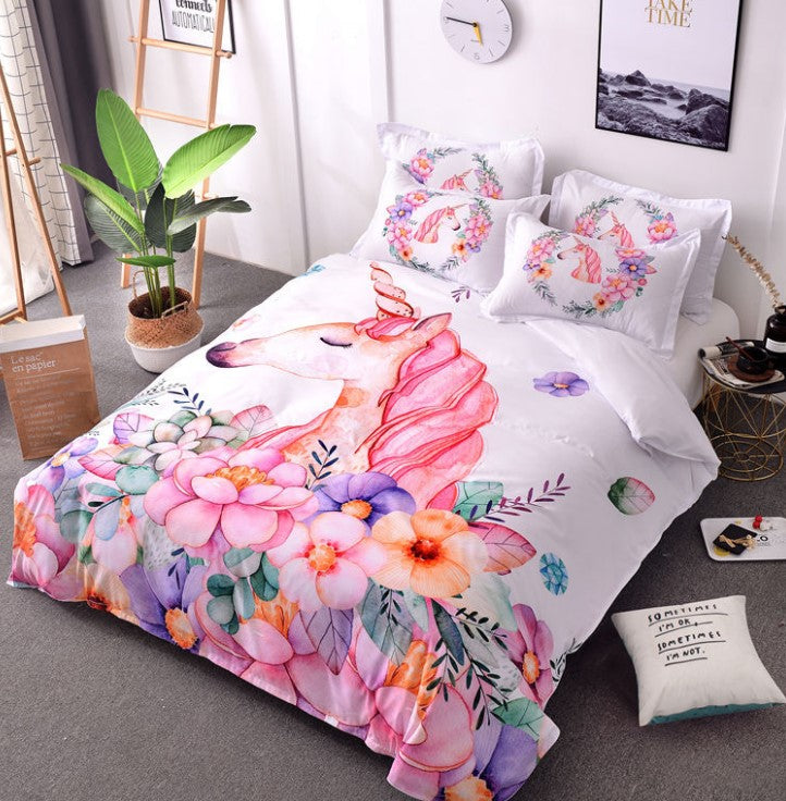 Unicorn Bedding 3D Fresh Watercolor