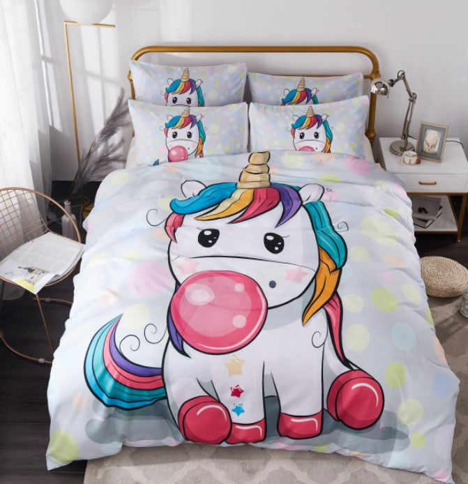 Unicorn Bedding 3D Fresh Watercolor Bedding Quilt Cover Pillowcase A1158