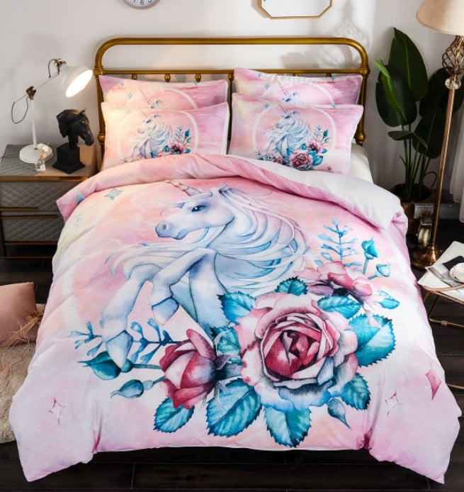 Unicorn Bedding 3D Fresh Watercolor