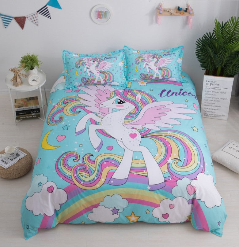 Unicorn Bedding 3D Fresh Watercolor Bedding