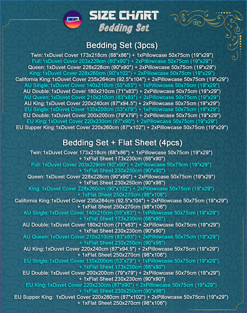 Bedding Set size chart