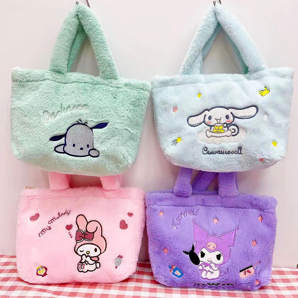 Hello Kitty Purse Melody Cinnamoroll Kulomi Handbag Cartoon Plush Purse Gift C98